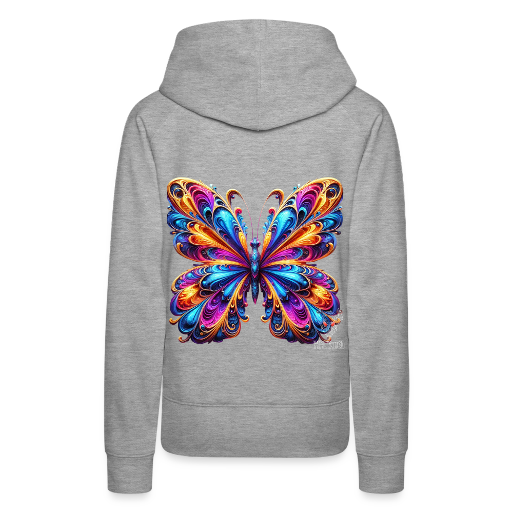 Woman Hoodie Vibrant Butterfly Elegance - Grau meliert
