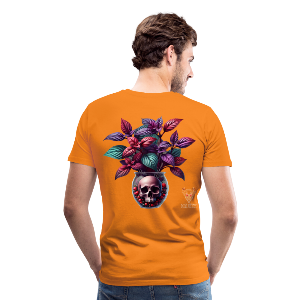 Men T-Shirt Skull Bloom Vase - Orange