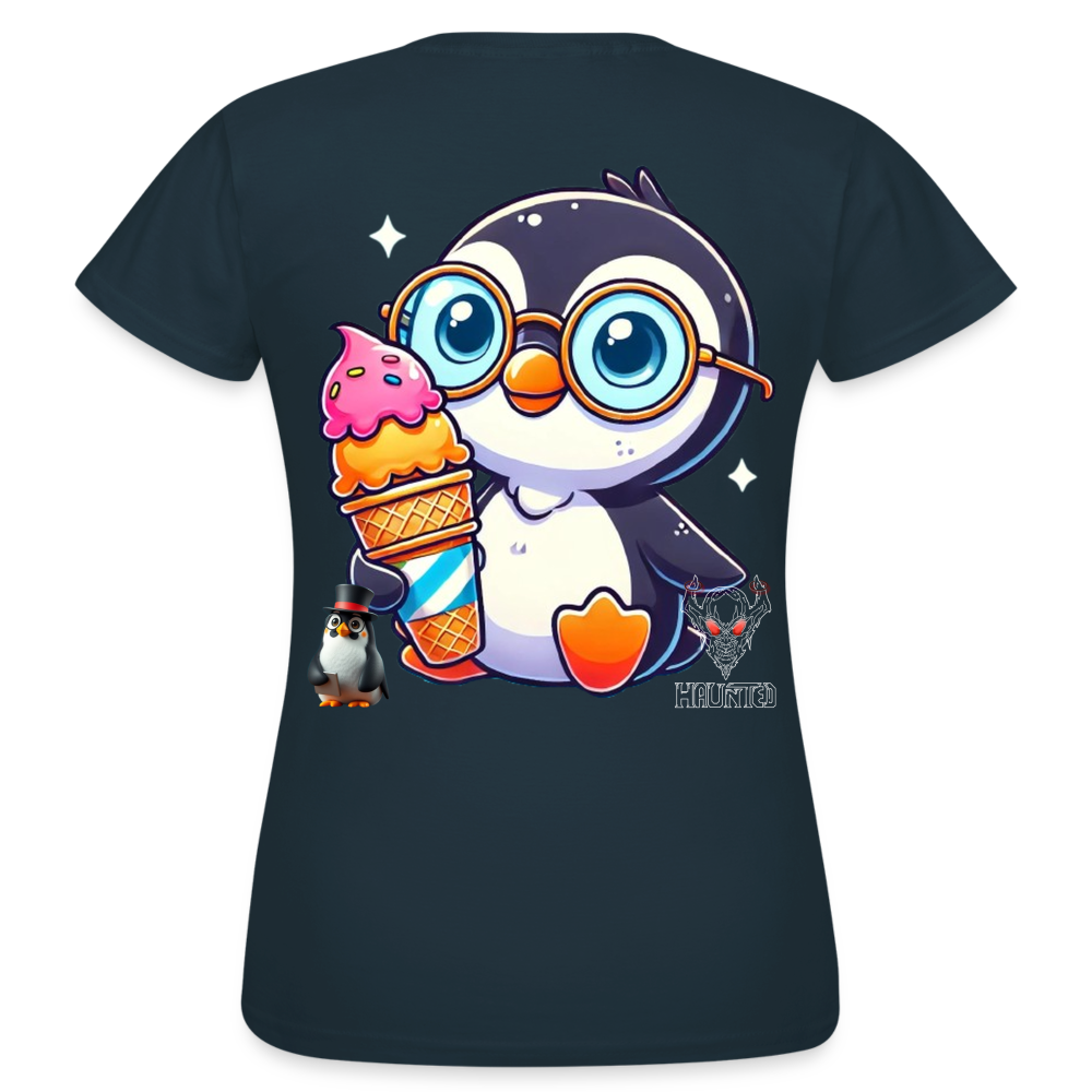 Women T-Shirt KasPenguin with Ice - Navy