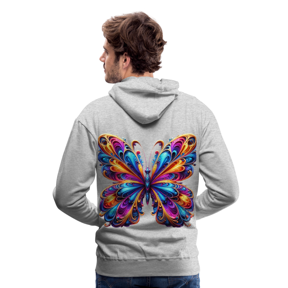 Men Hoodie Vibrant Butterfly Elegance - Grau meliert
