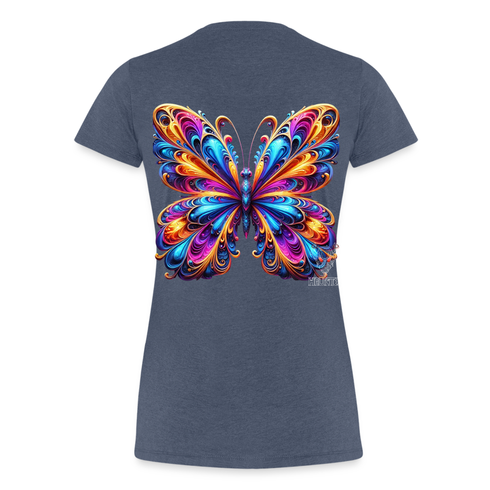 Woman T-Shirt Vibrant Butterfly Elegance - Blau meliert