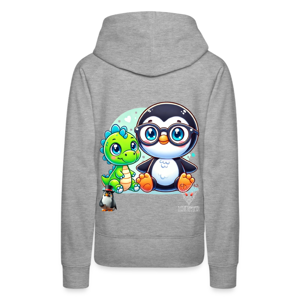 Women Hoodie KasPenguin with Dinosaur - Grau meliert