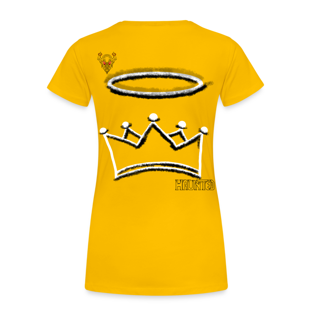 Woman T-Shirt Crown and Ring Dark - Sonnengelb