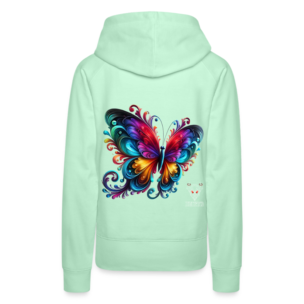 Woman Hoodie Radiant Butterfly Art - helles Mintgrün