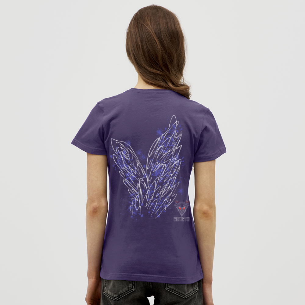 Women T-Shirt Light Blue Wings - Dunkellila