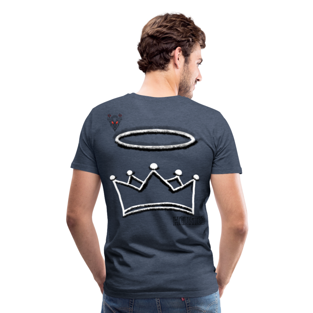 Man T-Shirt Crown and Ring Dark - Blau meliert