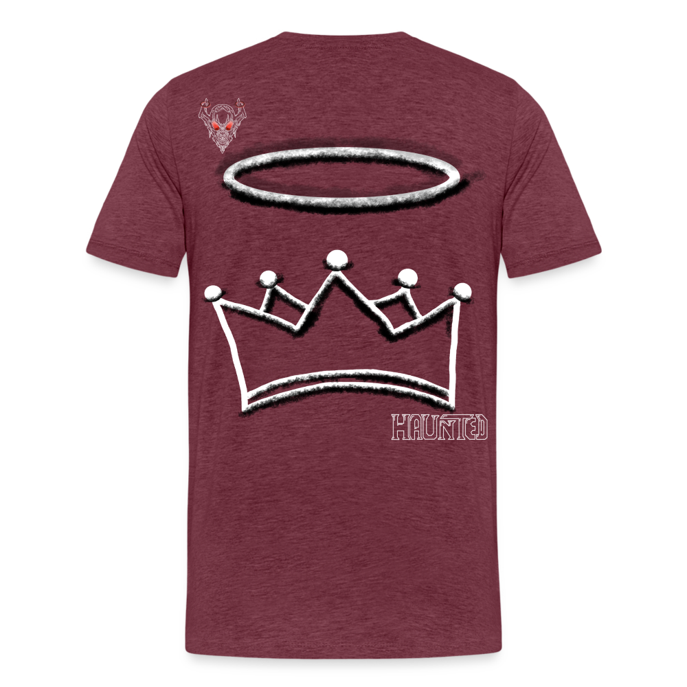 Man T-Shirt Crown and Ring Light - Bordeauxrot meliert