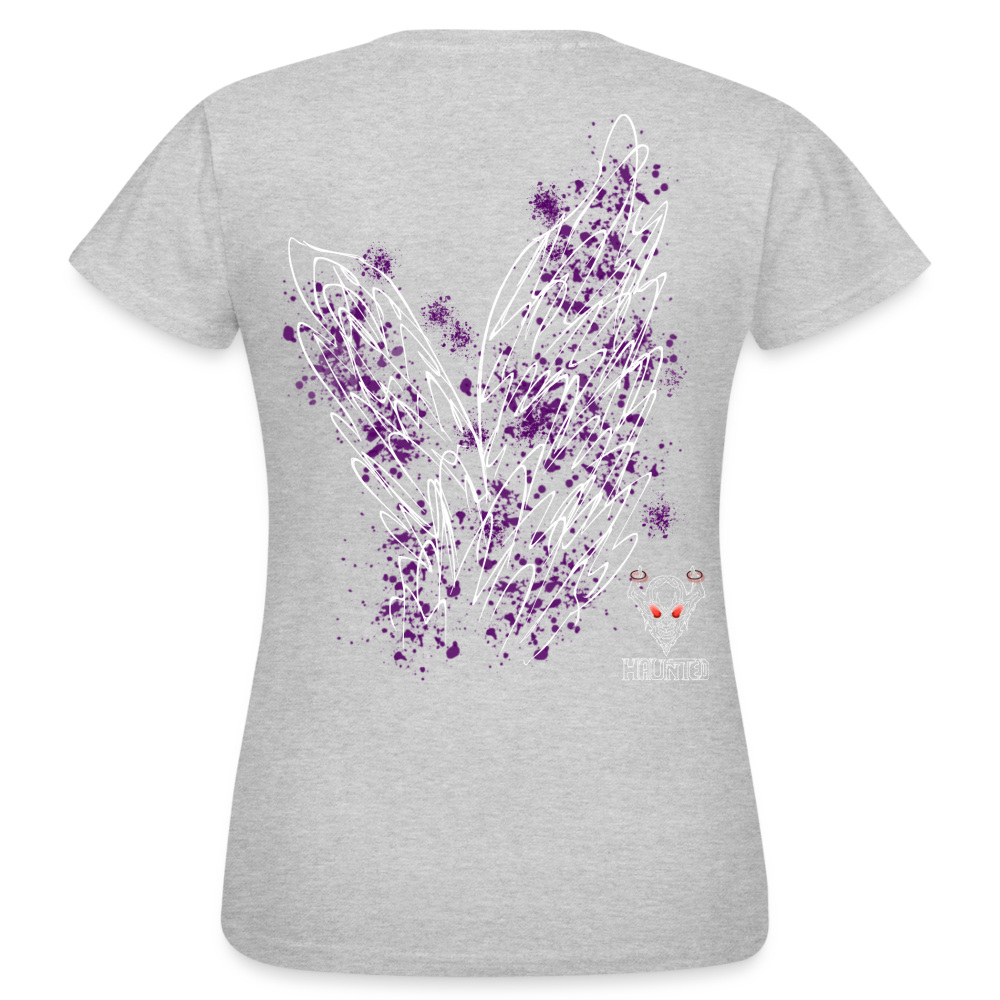 Women T-Shirt Purple Wings - Grau meliert