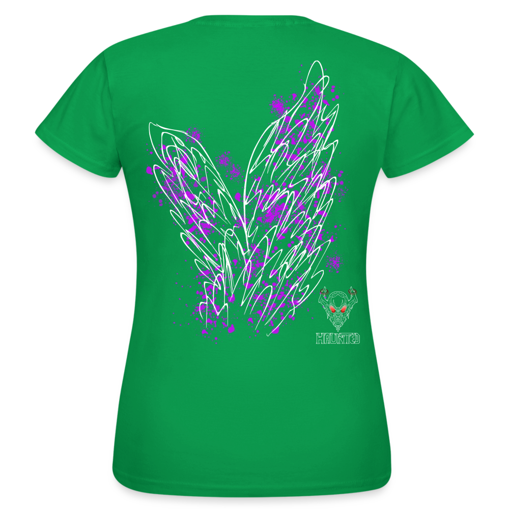 Women T-Shirt Pink Wings - Kelly Green
