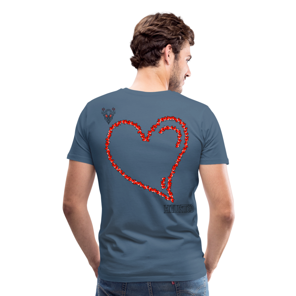 Man T-Shirt Hearts Dark - Blaugrau