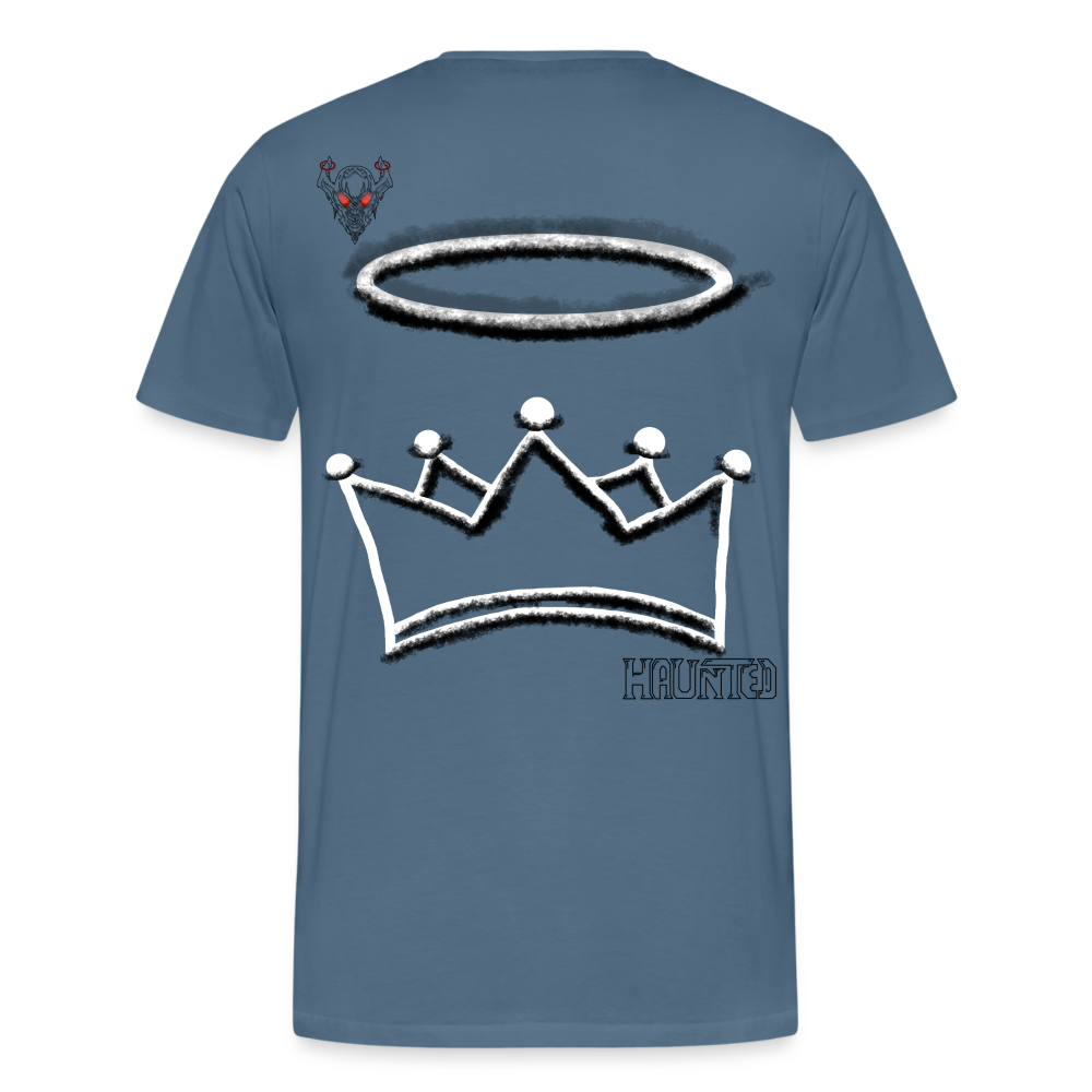 Man T-Shirt Crown and Ring Dark - Blaugrau