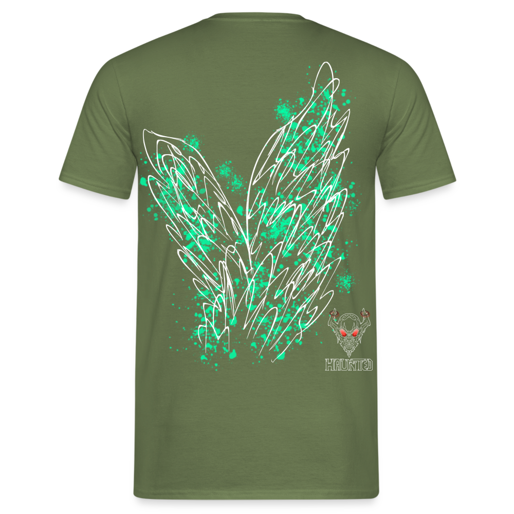 Men T-Shirt Turquoise Wings - Militärgrün