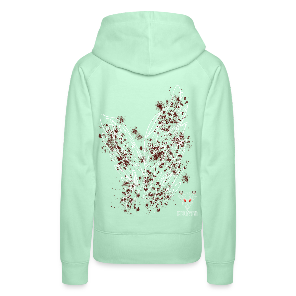 Women Hoodie Dark Red Wings - helles Mintgrün