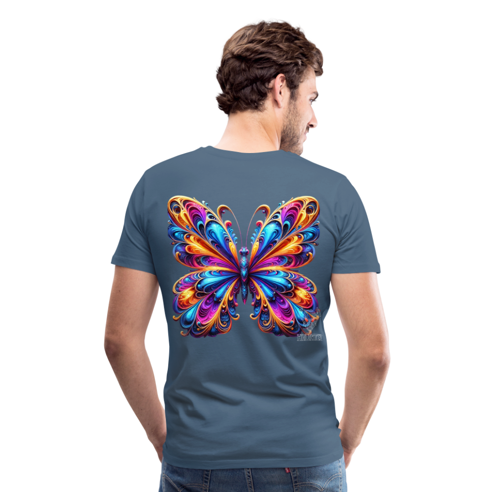 Men T-Shirt Vibrant Butterfly Elegance - Blaugrau