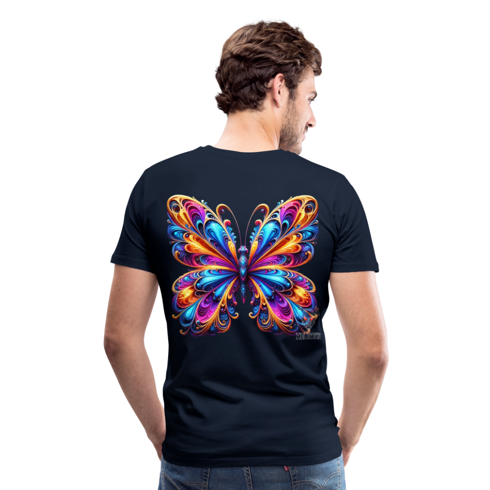 Men T-Shirt Vibrant Butterfly Elegance - Navy