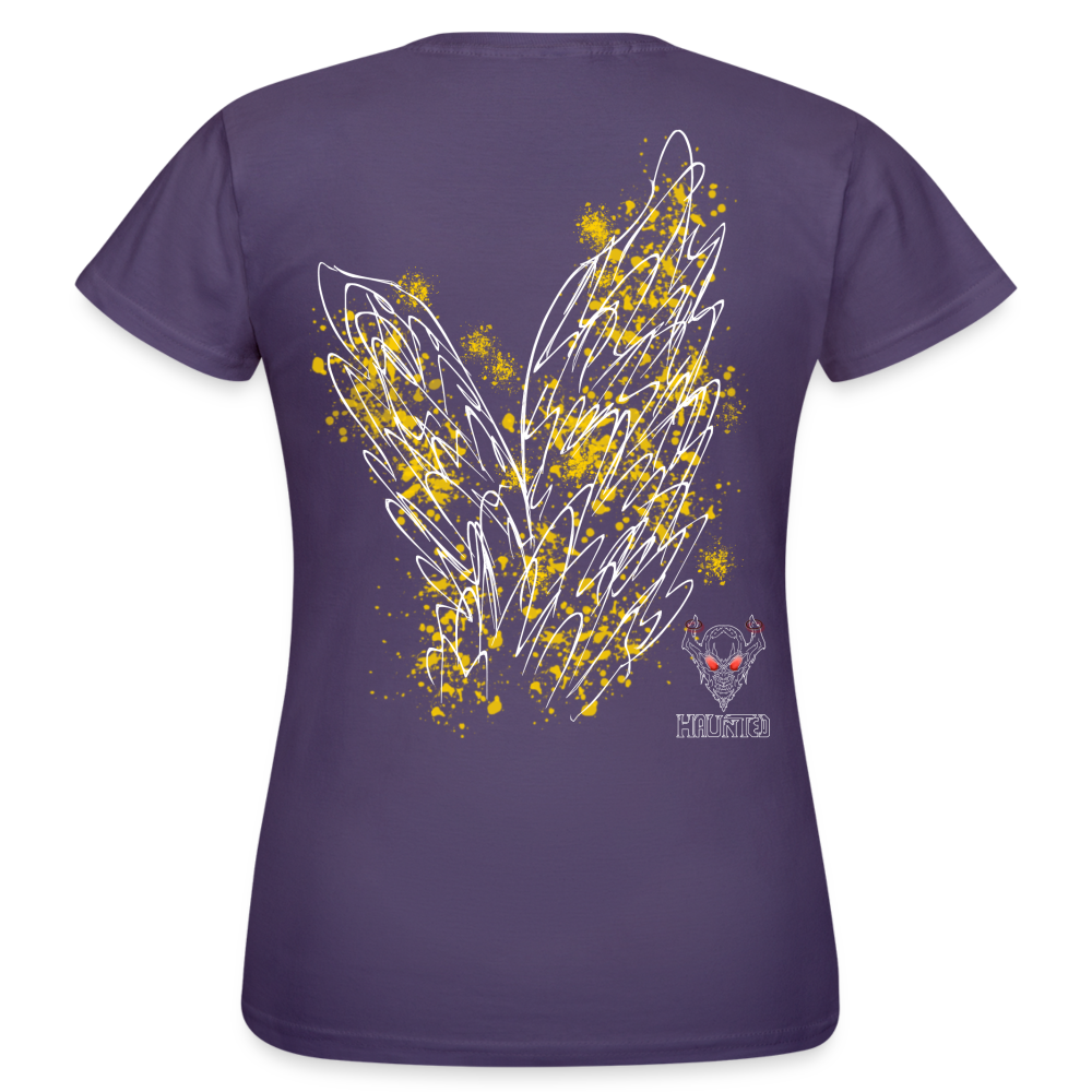 Women T-Shirt Yellow Wings - Dunkellila