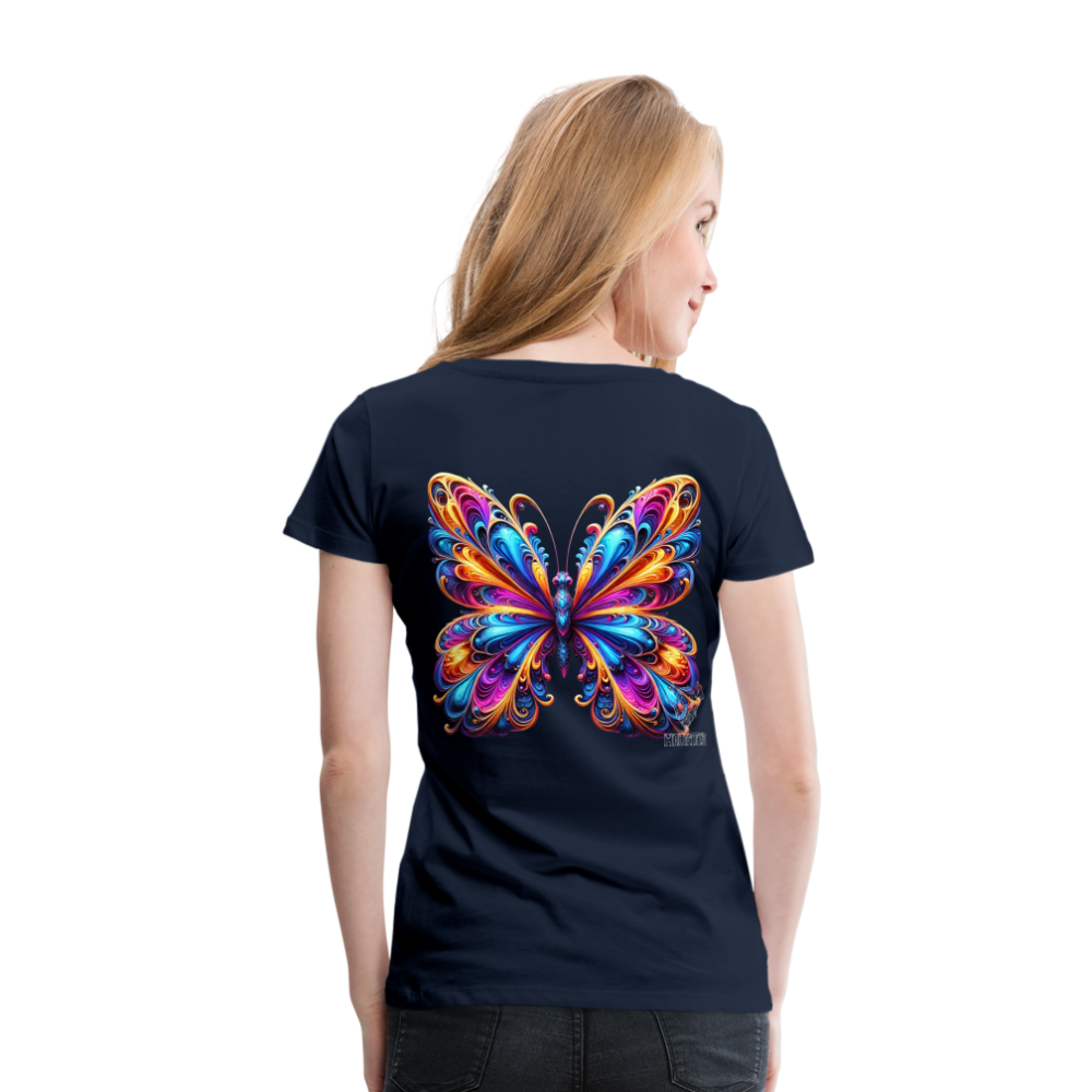Woman T-Shirt Vibrant Butterfly Elegance - Navy