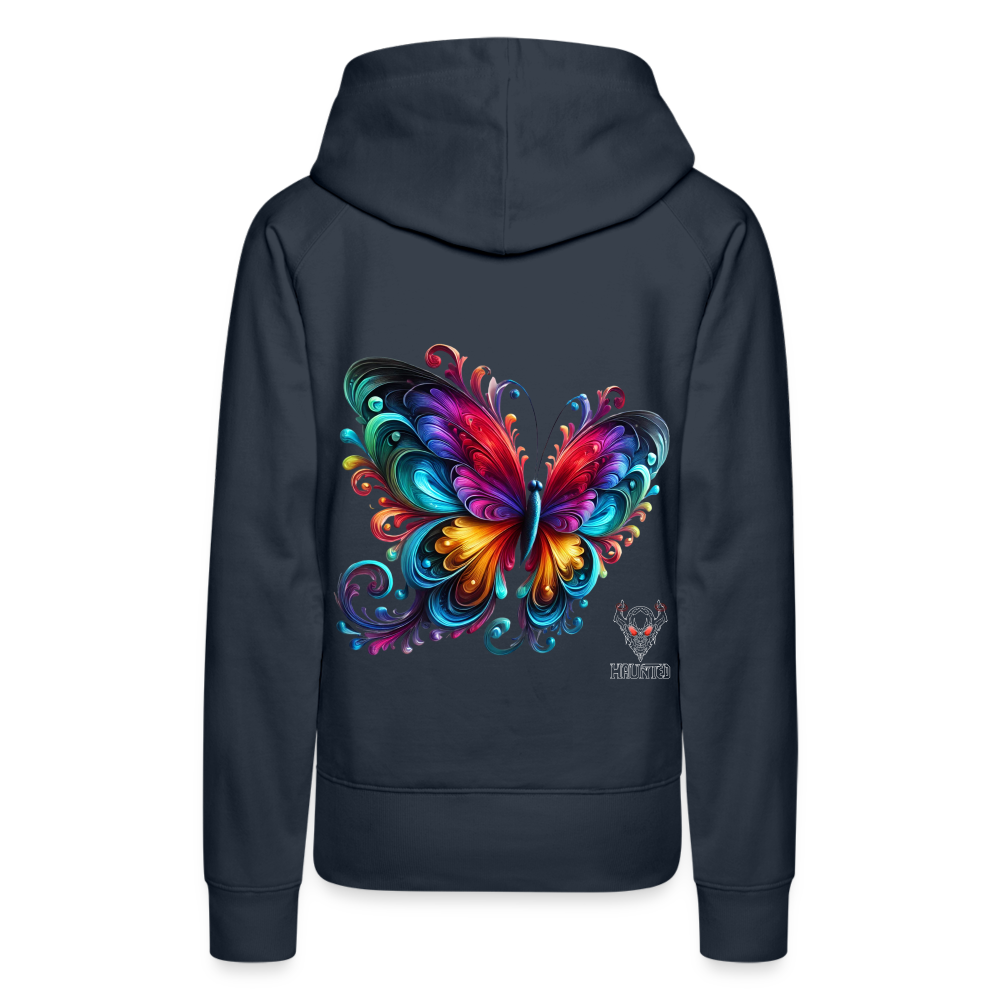 Woman Hoodie Radiant Butterfly Art - Navy