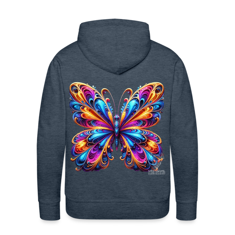 Men Hoodie Vibrant Butterfly Elegance - Jeansblau