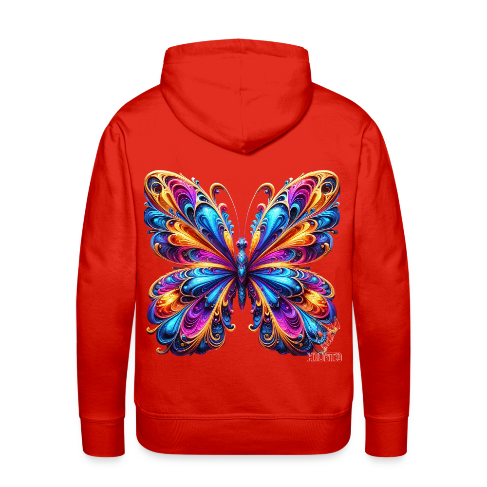 Men Hoodie Vibrant Butterfly Elegance - Rot