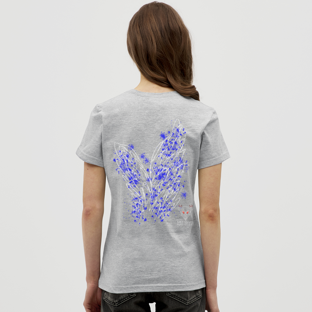 Women T-Shirt Blue Wings - Grau meliert