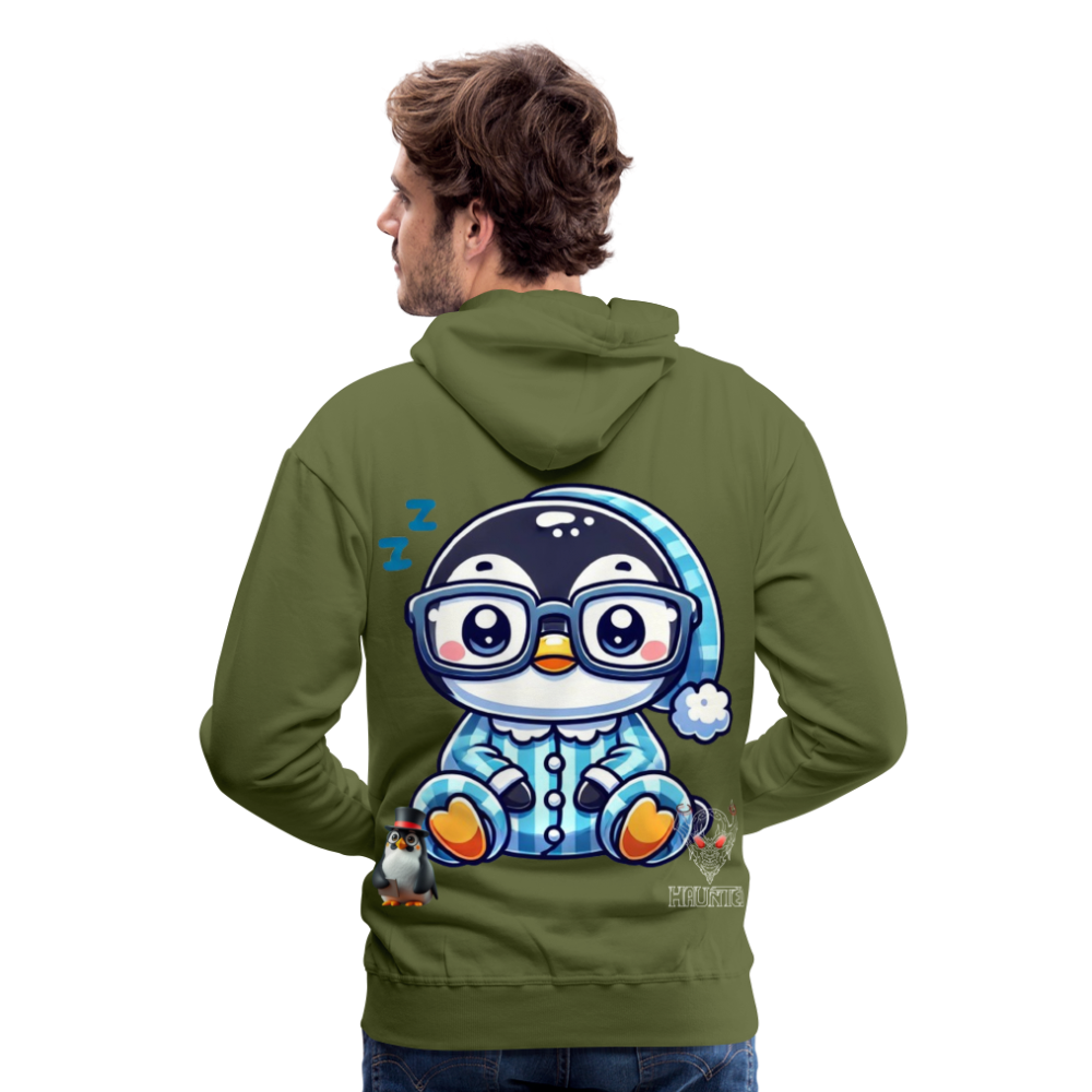 Men Hoodie KasPenguin in Pyjama - Olivgrün