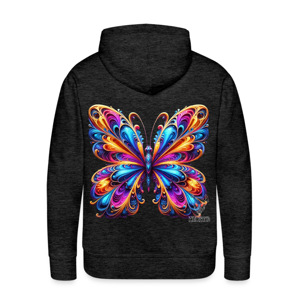 Men Hoodie Vibrant Butterfly Elegance - Anthrazit