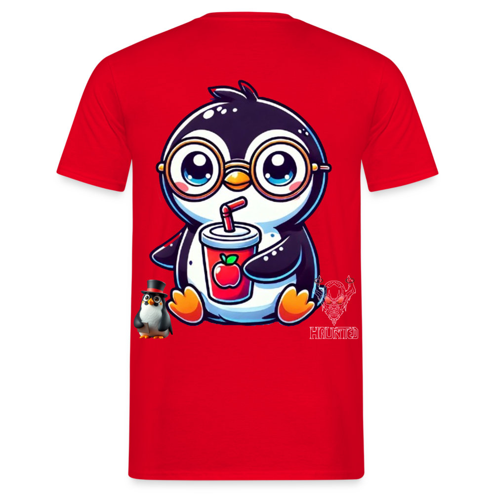 Men T-Shirt KasPenguin with Drink - Rot