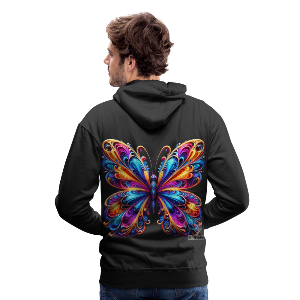 Men Hoodie Vibrant Butterfly Elegance - Schwarz