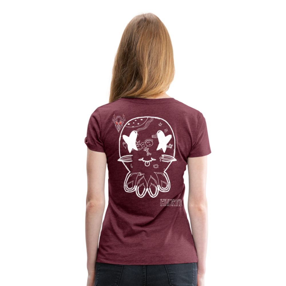 Woman T-Shirt Ghost Doodle - Bordeauxrot meliert