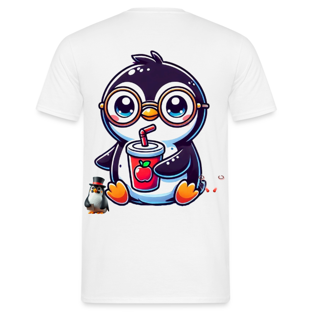 Men T-Shirt KasPenguin with Drink - Weiß