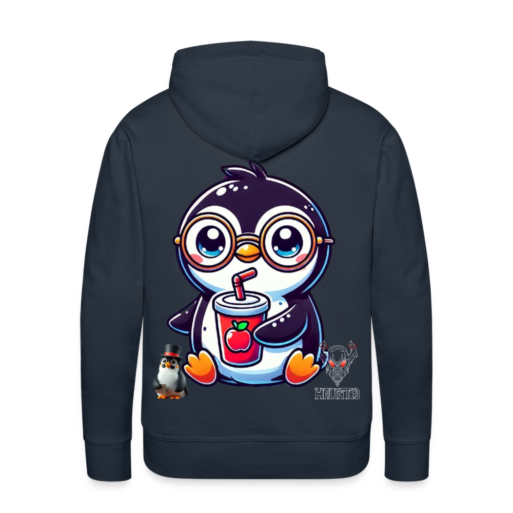 Men Hoodie KasPenguin with Drink - Navy
