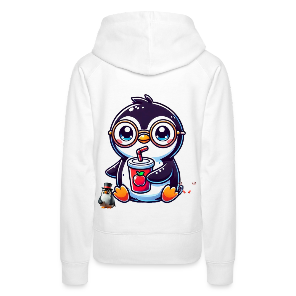 Women Hoodie KasPenguin with Drink - Weiß