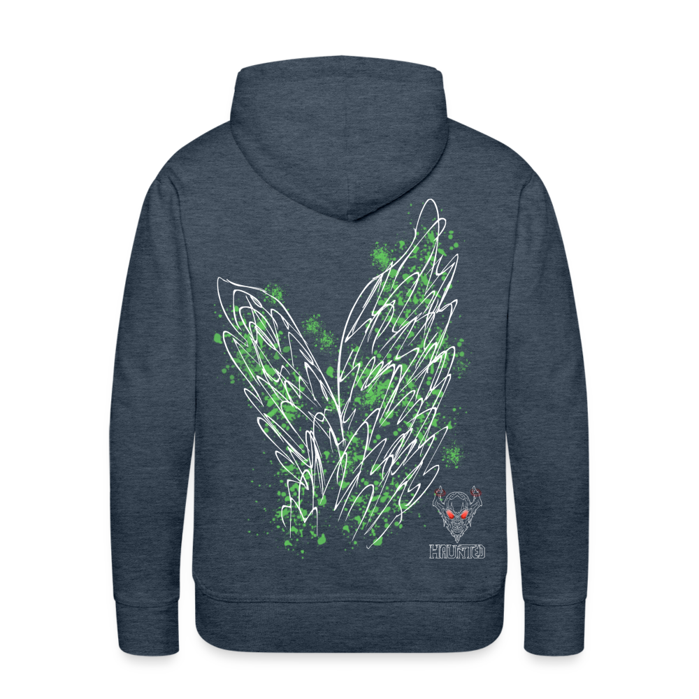 Men Hoodie Light Green Wings - Jeansblau