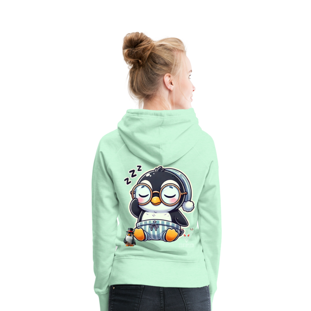 Women Hoodie Sleepy KasPenguin - helles Mintgrün