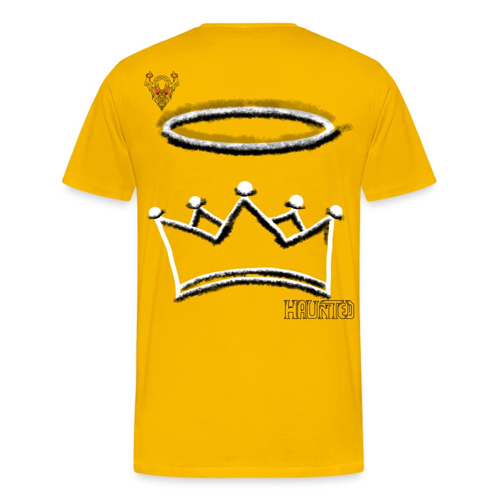 Man T-Shirt Crown and Ring Dark - Sonnengelb