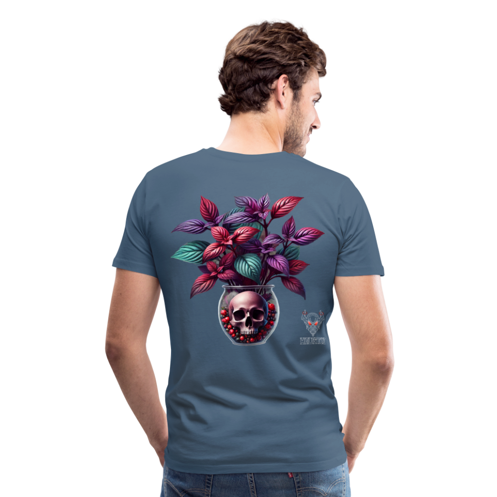 Men T-Shirt Skull Bloom Vase - Blaugrau