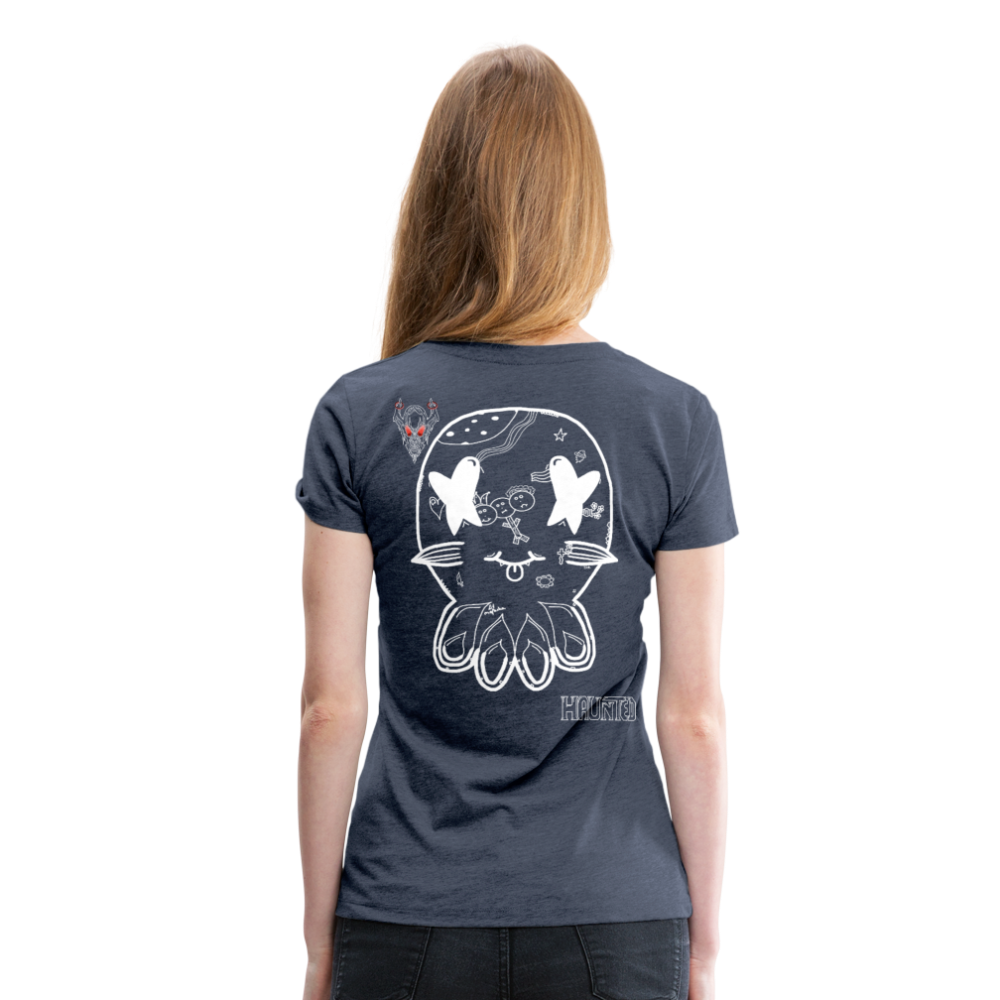 Woman T-Shirt Ghost Doodle - Blau meliert