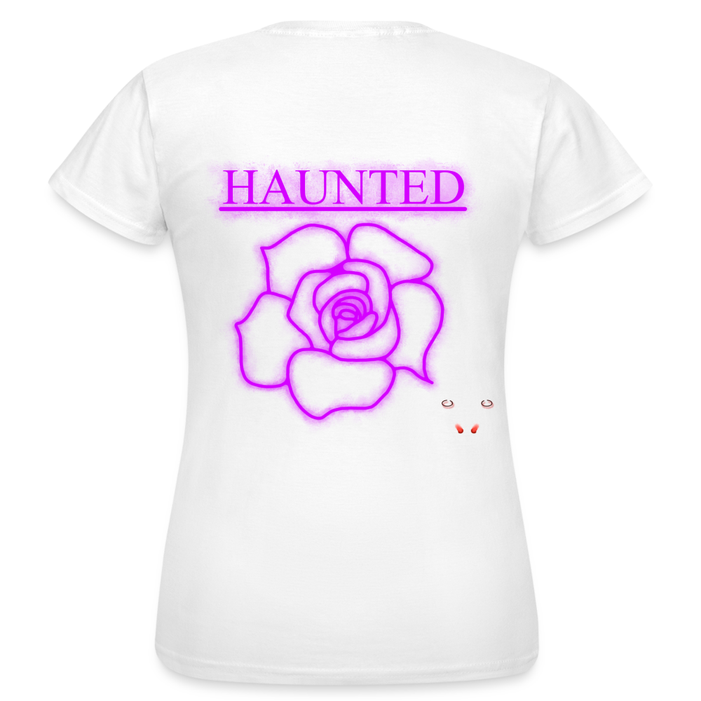 Women T-Shirt Pink Neon Rose - Weiß