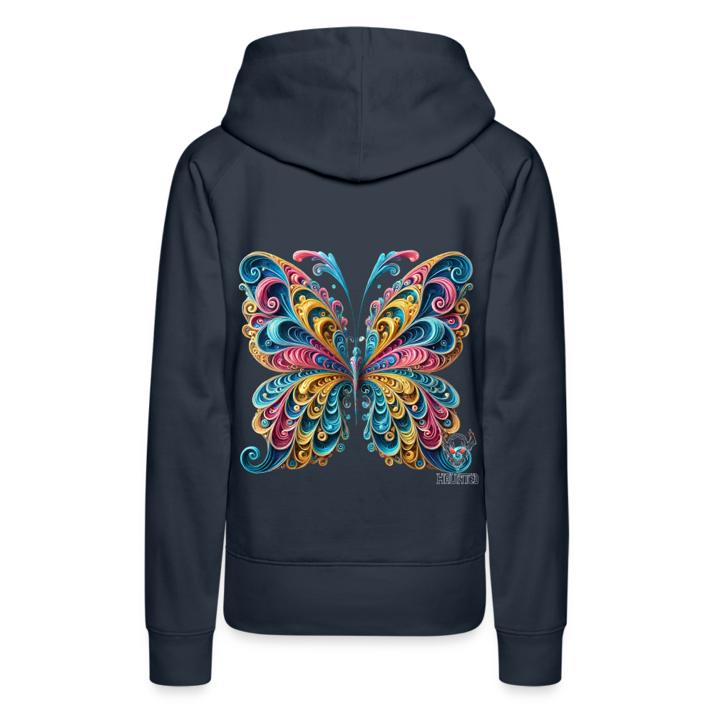 Woman Hoodie Whimsical Butterfly Harmony - Navy
