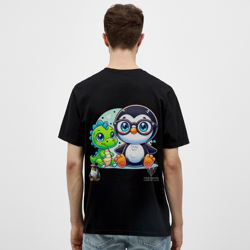 Men T-Shirt KasPenguin with Dinosaur - Schwarz