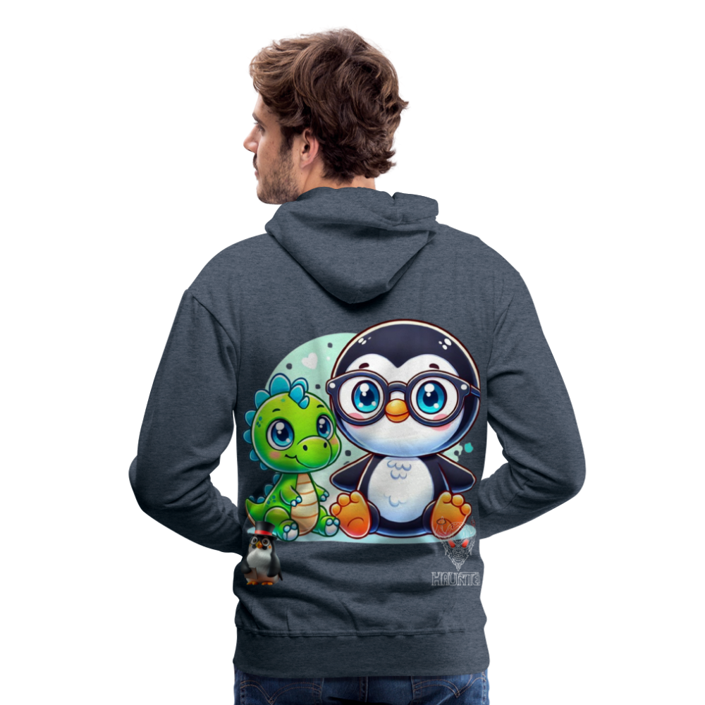 Men Hoodie KasPenguin with Dinosaur - Jeansblau