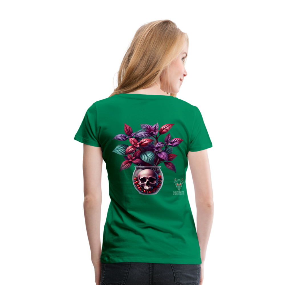 Woman T-Shirt Skull Bloom Vase - Kelly Green