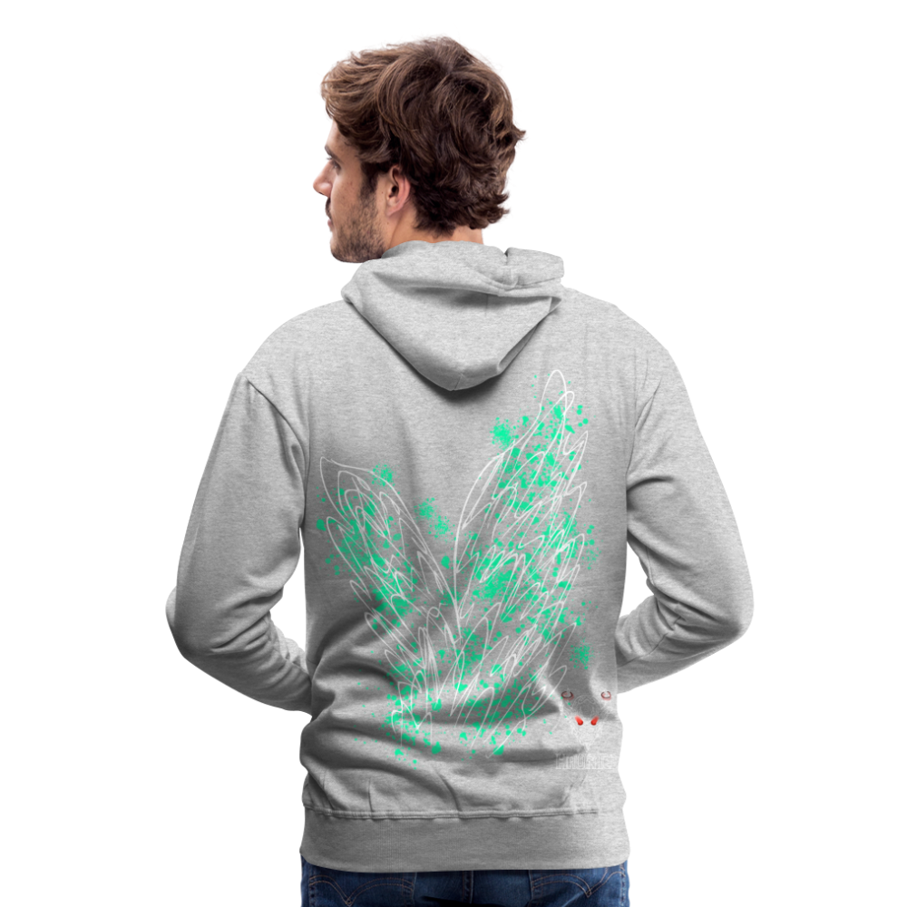 Men Hoodie Turquoise Wings - Grau meliert
