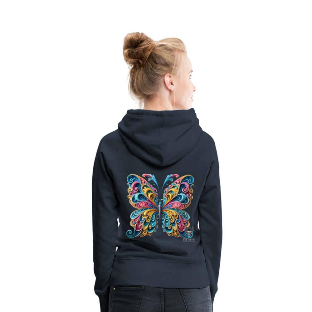 Woman Hoodie Whimsical Butterfly Harmony - Navy