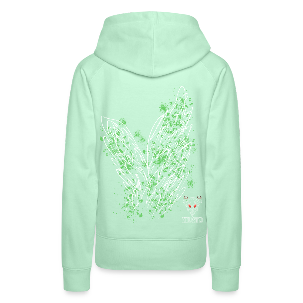 Women Hoodie Light Green Wings - helles Mintgrün