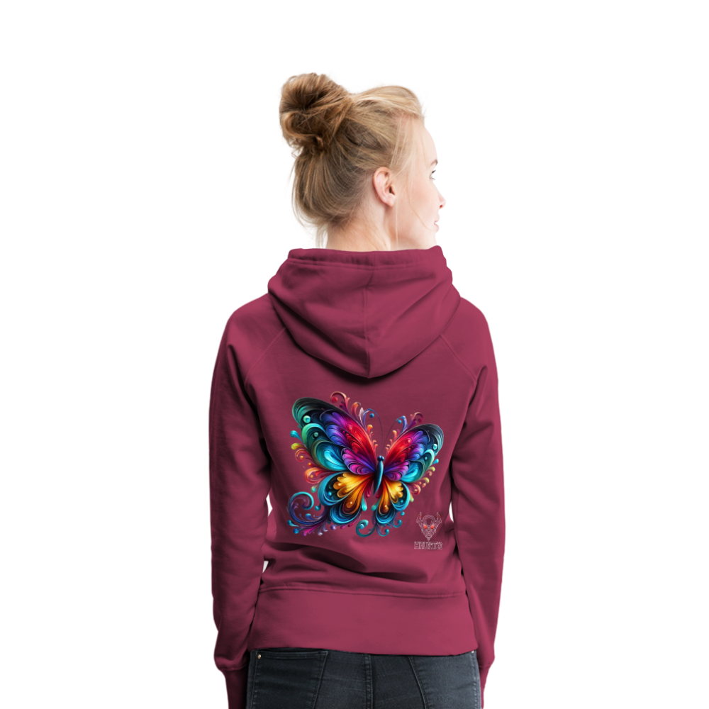 Woman Hoodie Radiant Butterfly Art - Bordeaux