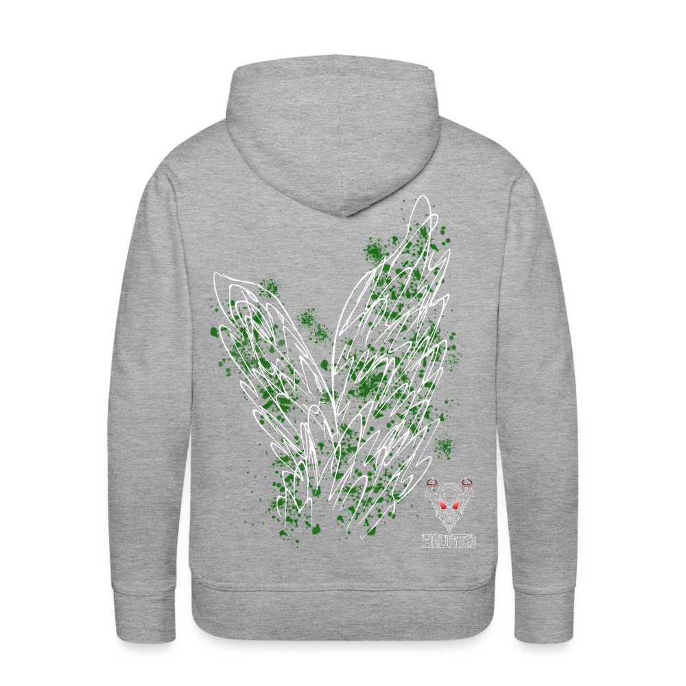 Men Hoodie Dark Green Wings - Grau meliert