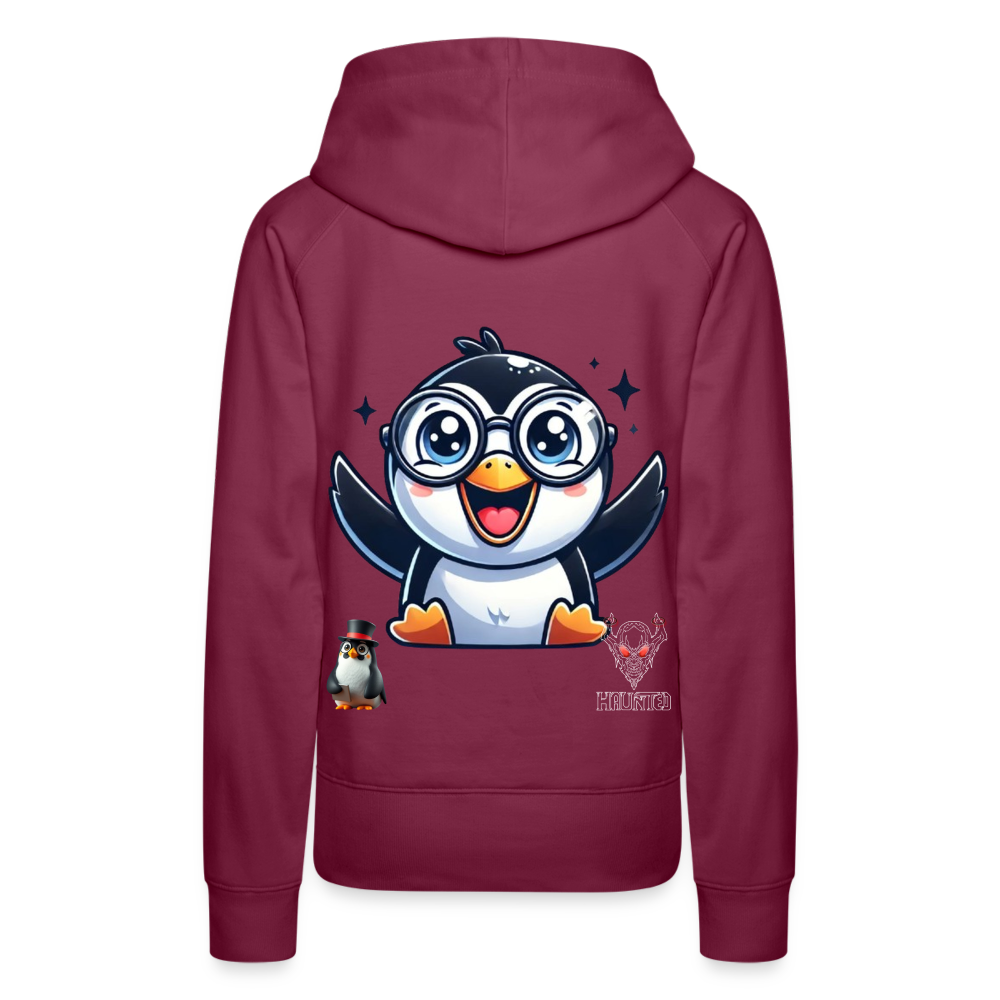 Women Hoodie KasPenguin Happy - Bordeaux