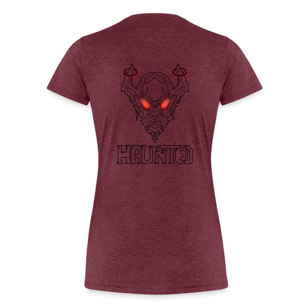 Women T-Shirt Deamon Black - Bordeauxrot meliert